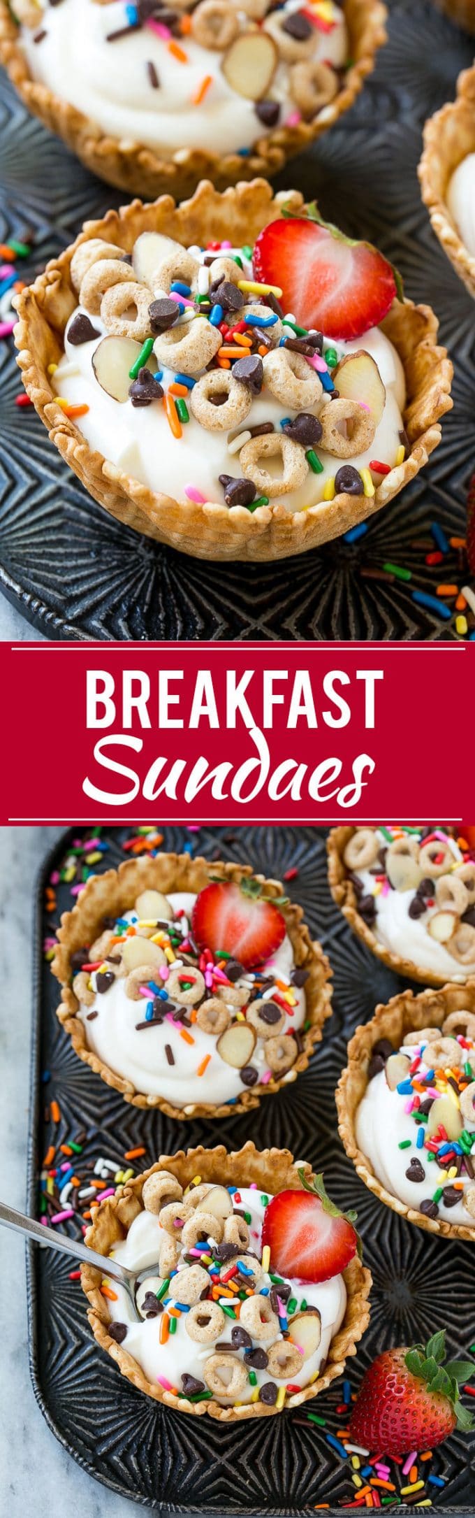 Breakfast Sundaes | Kids Breakfast Idea #breakfast #yogurt #cereal #banana #dinneratthezoo