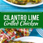 This recipe for cilantro lime chicken is marinated grilled chicken that's topped with a zesty cilantro lime sauce. The perfect quick and easy way to spice up your grilled chicken! #ConquerTheExpected #ad