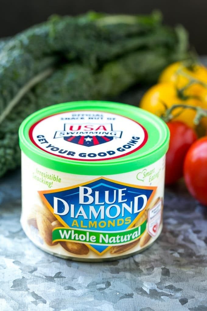 A can of Blue Diamond Whole Natural Almonds.