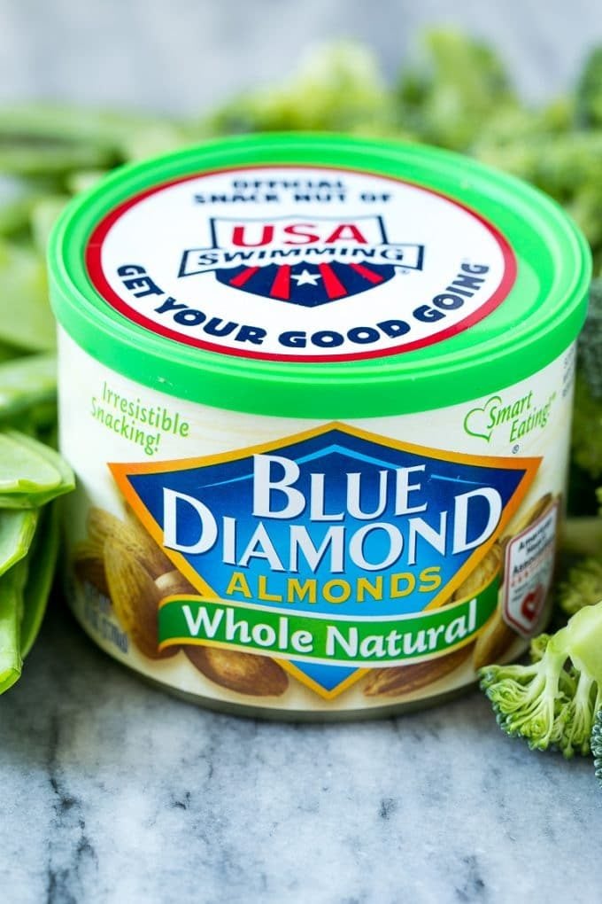 A can of natural Blue Diamond Almonds.