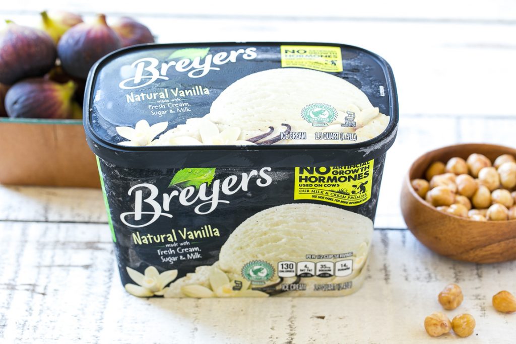 A carton of Breyers ice cream.
