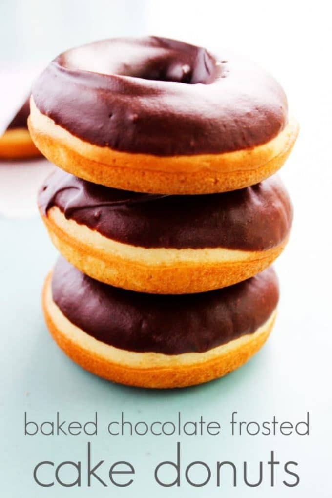 Baked Chocolate Frosted Cake Donuts PIN