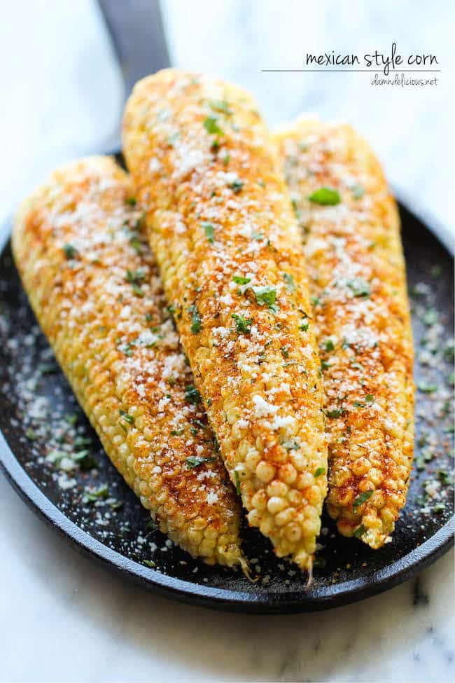 Mexican style corn on the cob.