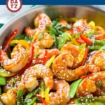 This recipe for teriyaki shrimp stir fry is shrimp and vegetables coated in a homemade teriyaki sauce.