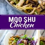 This recipe for moo shu chicken is a quick and easy dinner option that tastes so much better than take out! NewComfortFood AD