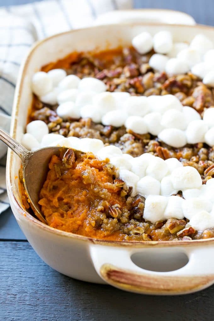 Sweet Potato Casserole with Marshmallows - Dinner at the Zoo