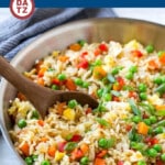 This recipe for veggie fried rice is chock full of colorful vegetables and is ready in just 20 minutes!