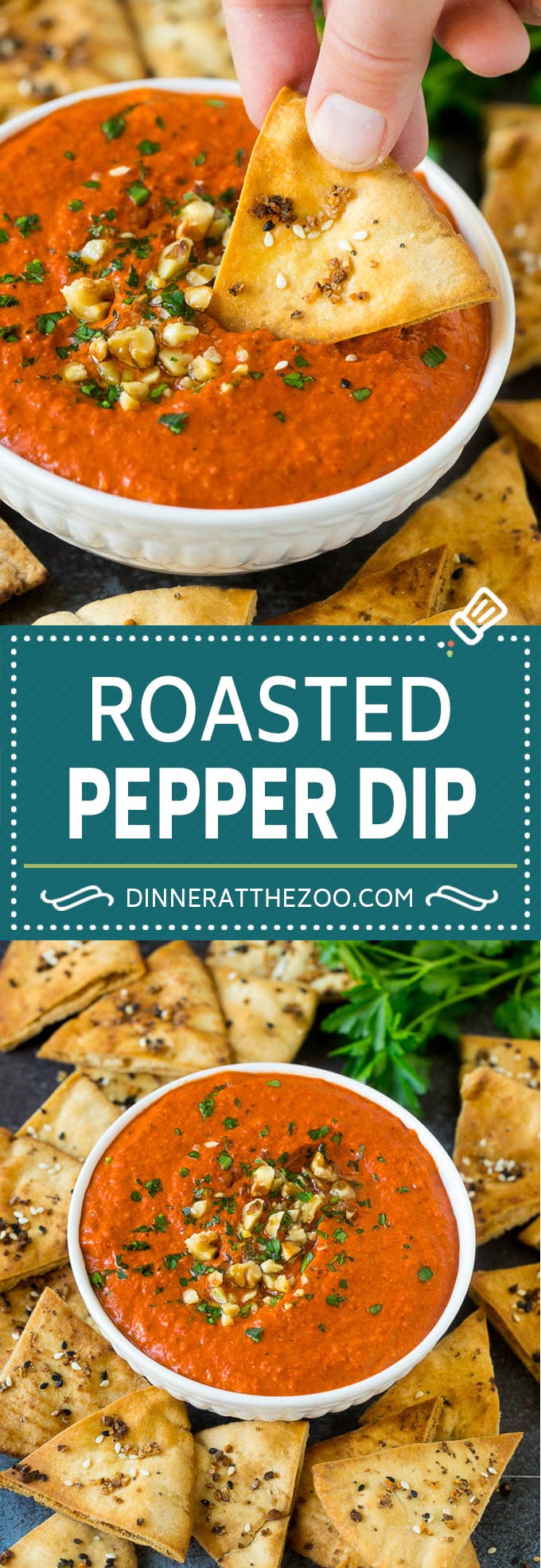 Roasted Red Pepper Dip | Muhammara Dip | Middle Eastern Dip #bellpeppers #walnuts #dip #appetizer #dinneratthezoo