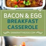 Breakfast Casserole with Bacon Recipe | Bacon and Egg Casserole | Egg Casserole with Bacon | Bacon Breakfast Casserole