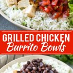 These burrito bowls are loaded with marinated grilled chicken, cilantro lime rice, black beans and a variety of fun toppings. This recipe will become a dinner time staple at your house!