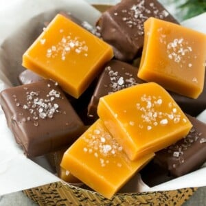 This recipe for microwave caramels is an impressive treat that's ready in just minutes - top the caramels with a generous sprinkle of sea salt to really make them special!