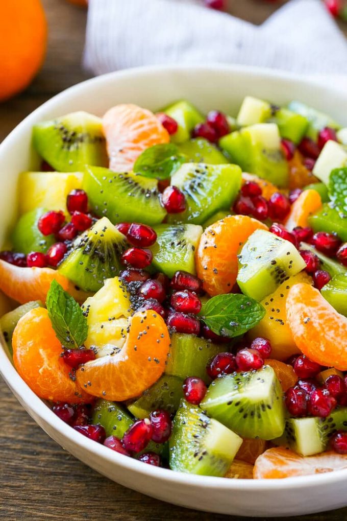 Winter fruit salad is a light and colorful side dish.