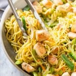 This easy chicken chow mein recipe is full of seasoned chicken, veggies and noodles, all tossed together in a savory sauce. It's so much better than take out!