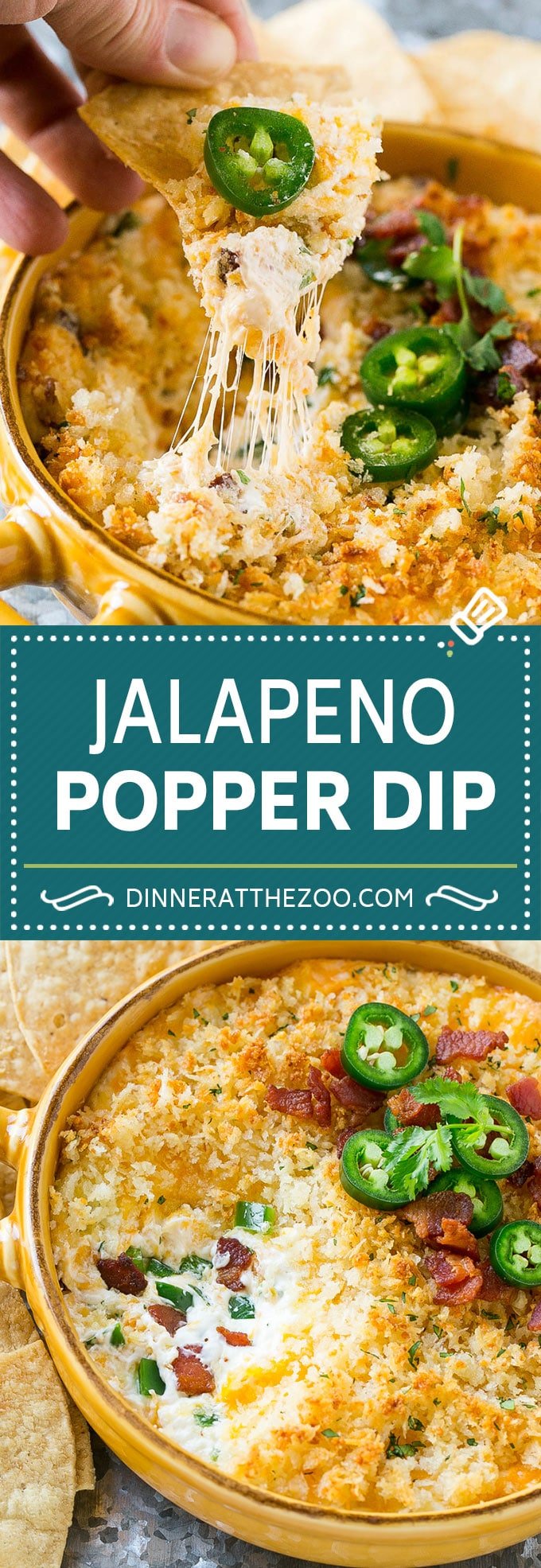 Jalapeno Popper Dip #jalapeno #dip #bacon #cheese #appetizer #dinneratthezoo