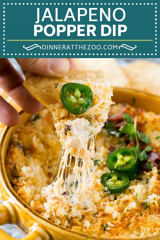 Jalapeno Popper Dip #jalapeno #dip #bacon #cheese #appetizer #dinneratthezoo