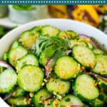 This refreshing Thai cucumber salad recipe tastes just like the restaurant version, and it only takes minutes to make!