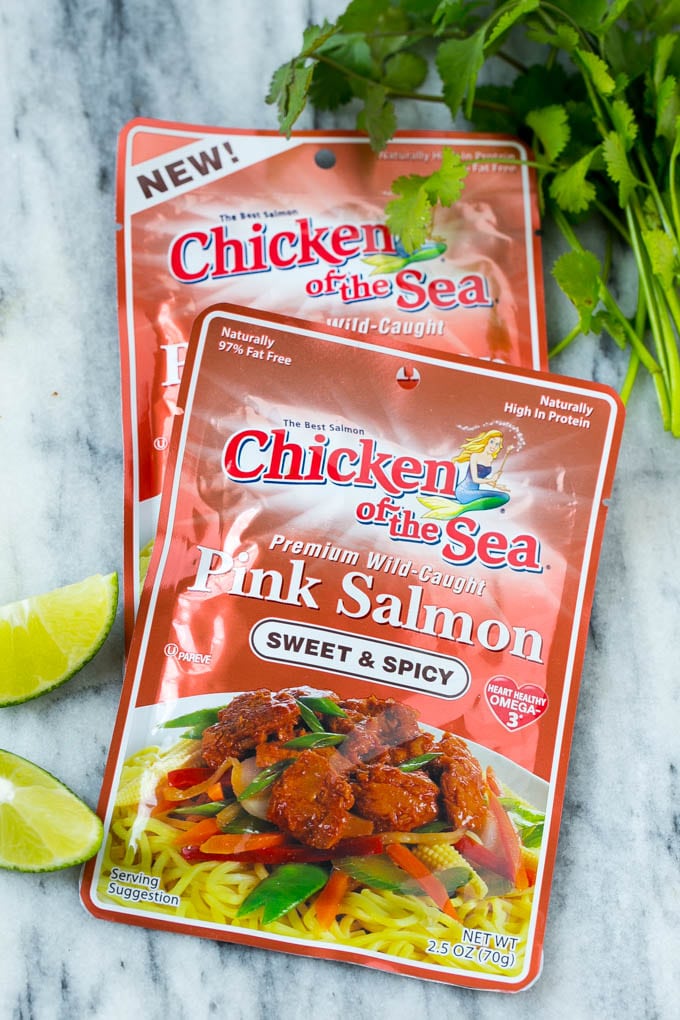 Chicken of the Sea salmon pouches.