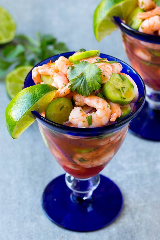 This shrimp ceviche recipe is easy to make and full of bright and zesty flavor! Serve this ceviche as an appetizer or a light meal, it's perfect for any occasion that calls for a meat-free menu!