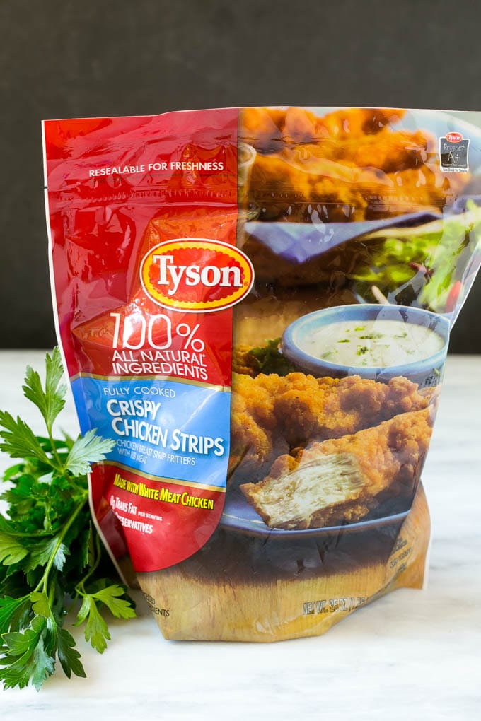 A bag of Tyson chicken strips.