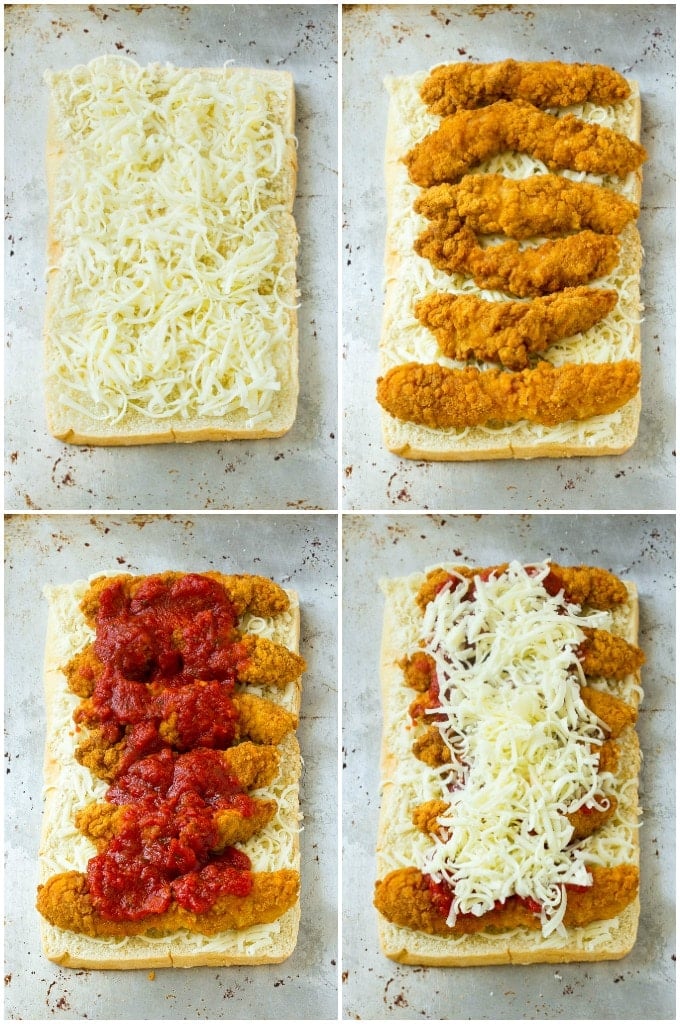 A step by step on how to make chicken parmesan sliders.