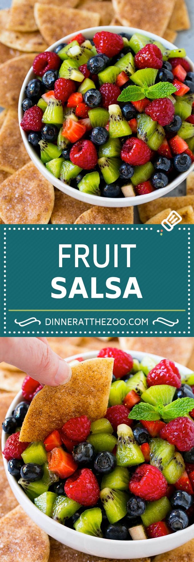 Fruit Salsa Recipe | Dessert Salsa | Cinnamon Sugar Chips | Fruit Recipe #fruit #kiwi #blueberry #strawberry #dip #salsa #dinneratthezoo #dessert #snack