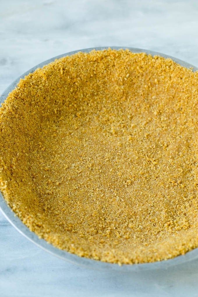 A homemade graham cracker pie crust.