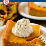 This pumpkin gooey butter cake is a chewy vanilla crust with a layer of creamy pumpkin baked on top.