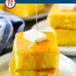 This honey cornbread is the ultimate cornbread recipe! It's slightly sweet, perfectly tender and absolutely delicious. Use it as a side dish or crumble it up to make cornbread stuffing.