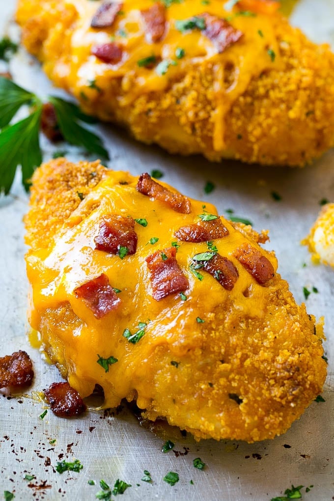 Bacon Ranch Chicken on a sheet pan.