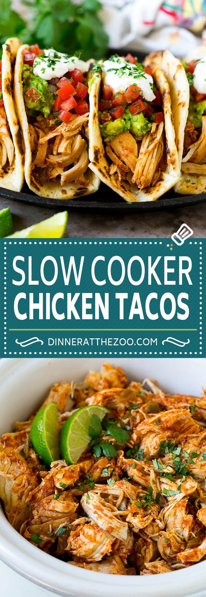 Slow Cooker Chicken Tacos Recipe | Crock Pot Chicken Tacos #tacos #chicken #slowcooker #crockpot #tacotuesday #dinner #dinneratthezoo