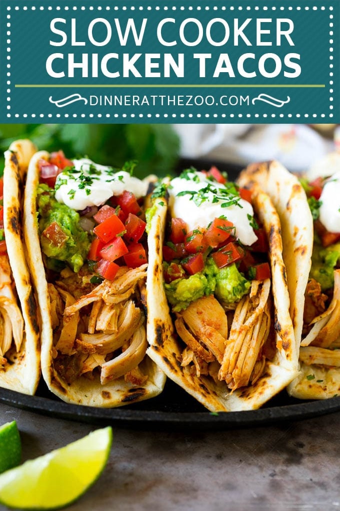 Slow Cooker Chicken Tacos Recipe | Crock Pot Chicken Tacos #tacos #chicken #slowcooker #crockpot #tacotuesday #dinner #dinneratthezoo