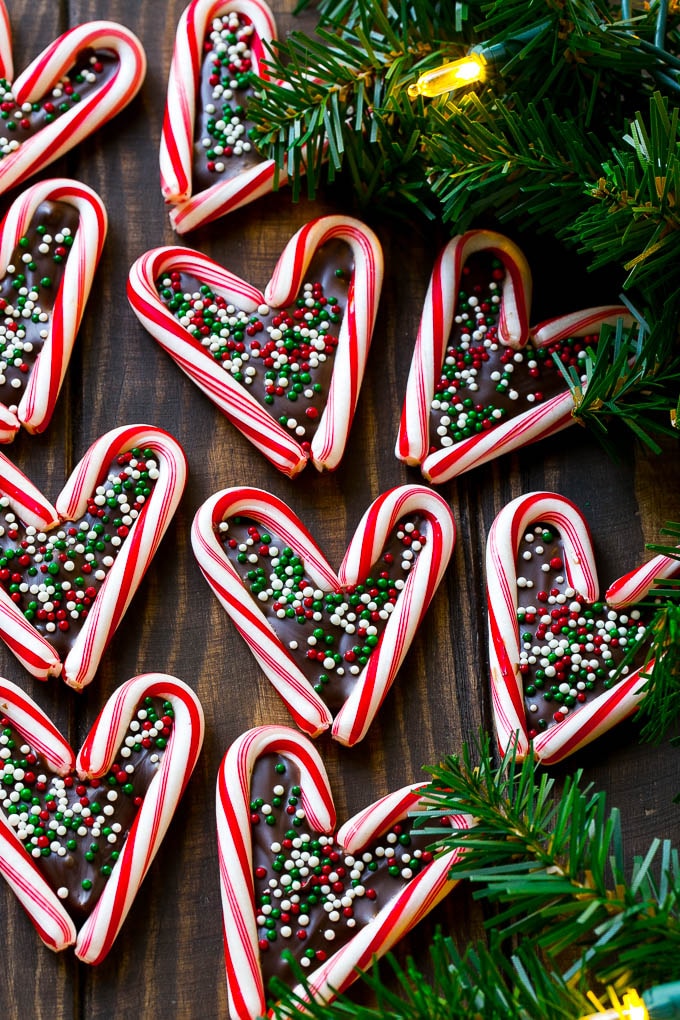 Candy Cane Desserts made with peppermint candy, chocolate and sprinkles.