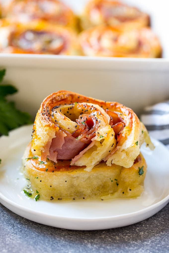 Ham and cheese rollups are a must make party appetizer.