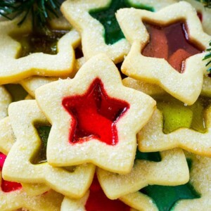 These beautiful stained glass cookies are buttery sugar cookies with a candy center.