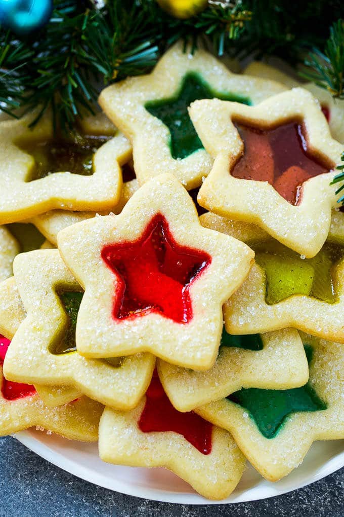 These beautiful stained glass cookies are buttery sugar cookies with a candy center.