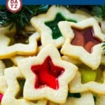 These beautiful stained glass cookies are buttery sugar cookies with a candy center.