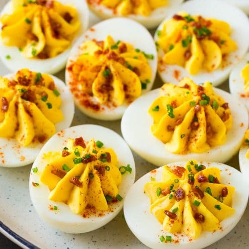 The Best Deviled Eggs with Bacon - Just a Taste