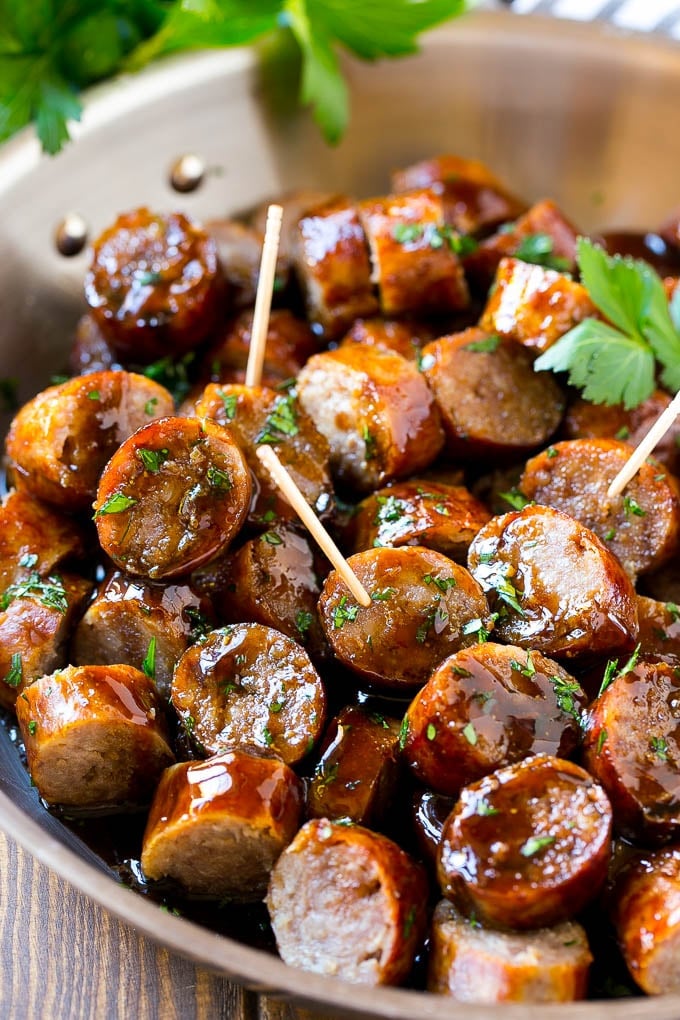 These beer brat bites are the perfect party snack.