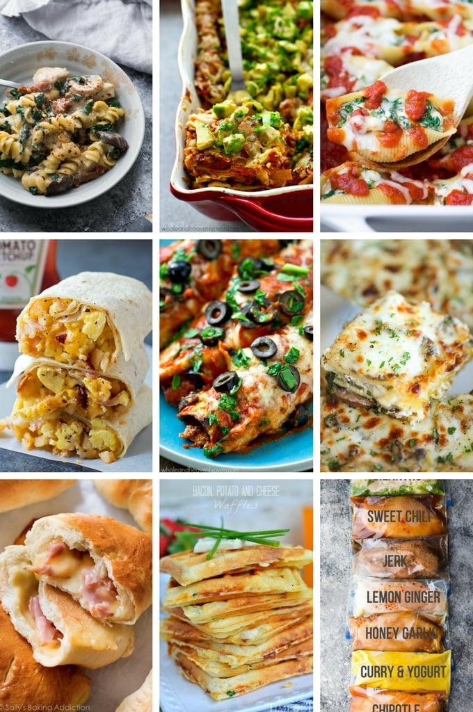  Freezer meal recipes come pasta al forno, lasagne, conchiglie ripiene, opzioni per la colazione e altro ancora.