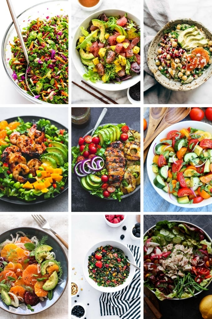 Healthy salad recipes that include kale salads, shrimp salads and more!