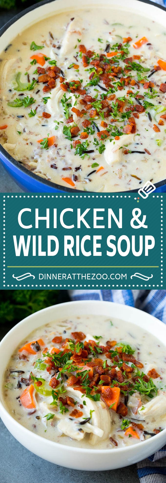 Chicken and Wild Rice Soup Recipe | Creamy Chicken Soup #chicken #rice #soup #bacon #dinner #dinneratthezoo