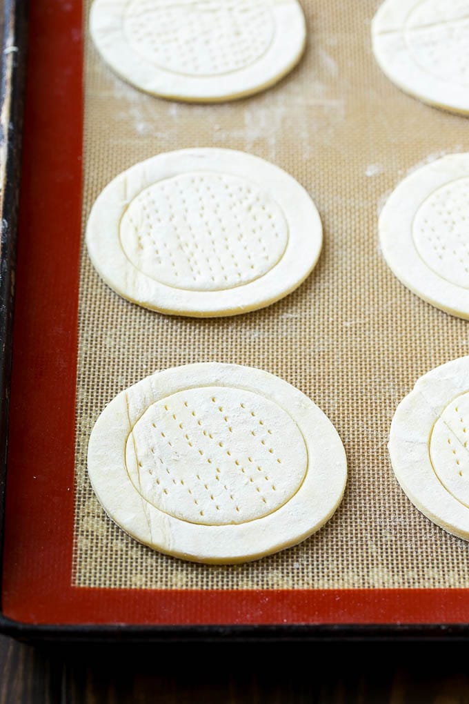 Puff pastry rounds are the basis for homemade cream cheese danish.