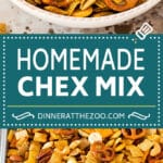 Your search for the perfect homemade Chex mix ends here - this from scratch Chex mix is made with cereal, crackers, pretzels and nuts, and is SO much better than the recipe on the box!