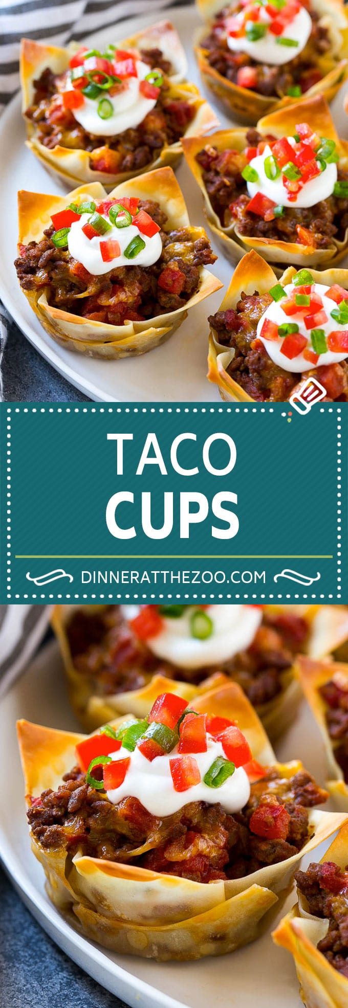 Taco Cups Recipe | Wonton Taco Cups | Taco Cupcakes | Mexican Appetizer #taco #hamburger #appetizer #dinneratthezoo #beef