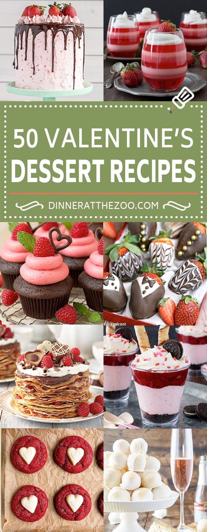 50 Valentine's Day Dessert Recipes | Chocolate Desserts | Valentine's Day Sweets #valentinesday #dessert #cakes #candy #dinneratthezoo