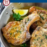 These brown sugar pork chops are seared to golden brown perfection and bathed in a garlic, butter and brown sugar sauce.