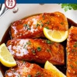 This honey garlic salmon is salmon fillets seared to perfection and coated in a sweet and savory honey garlic sauce.