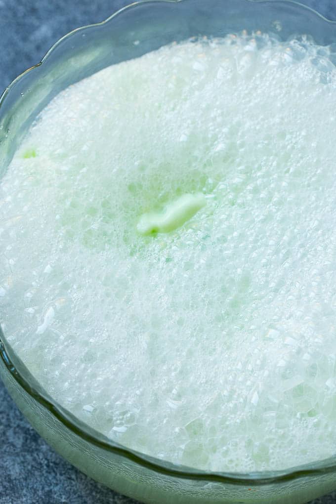 Soda that has been poured into a large bowl.