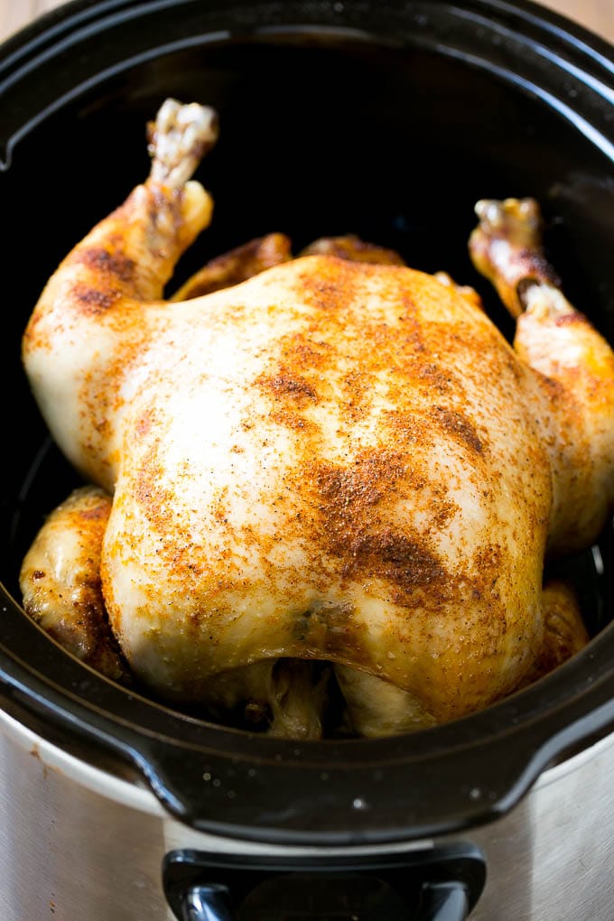 Slow Cooker Whole Chicken - Dinner at the Zoo