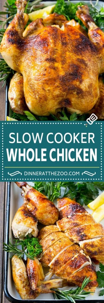 Slow Cooker Whole Chicken - Dinner at the Zoo